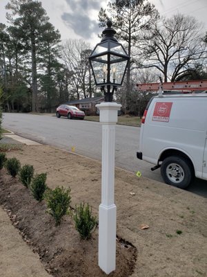 Lamp post light installed by Raleigh Electric.